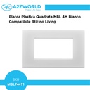 Placca Plastica Quadrata MBL 4 Moduli/Posti Compatibile Bticino Living, 3 Colori Disponibili - MBL74411