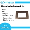 Placca Quadrata In Vetro Temperato MBL 4 Moduli/Posti Compatibile Bticino Living 3 Colori Disponibili - MBL84413