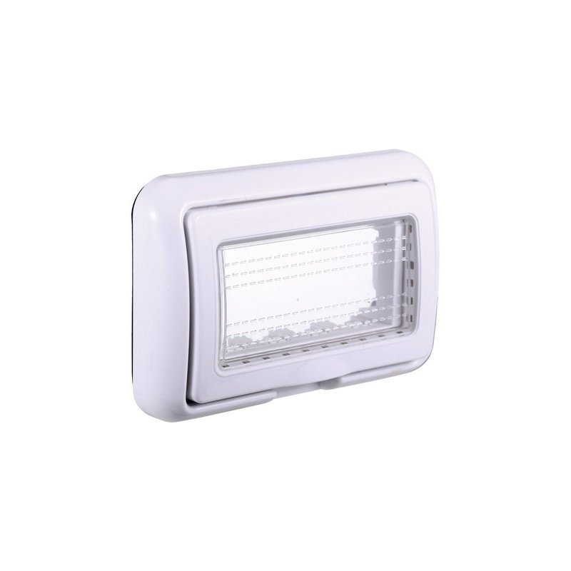 Placca con Coperchio Supporto Stango Idrobox IP55 Bianco 4 Posti 504 Compatibile Con Bticino Living Light - BLB2704