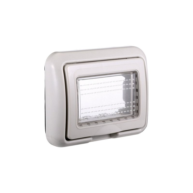 Placca con Coperchio Supporto Stango Idrobox IP55 Grigio 3 Posti 503 Compatibile Con Bticino Living Tech - BLG2703
