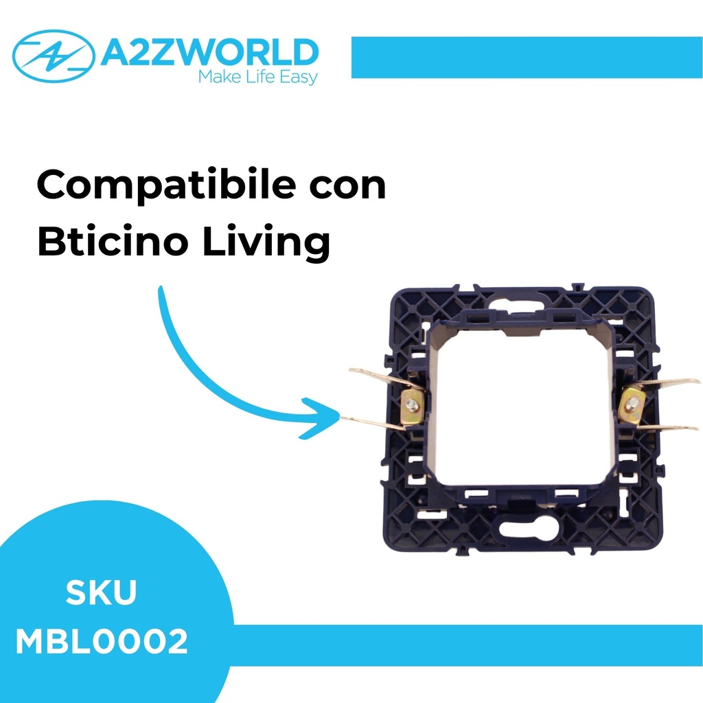 Supporto Telaio A2ZWORLD Per Serie Civile MBL Compatibile Con Bticino Living - MBL0002