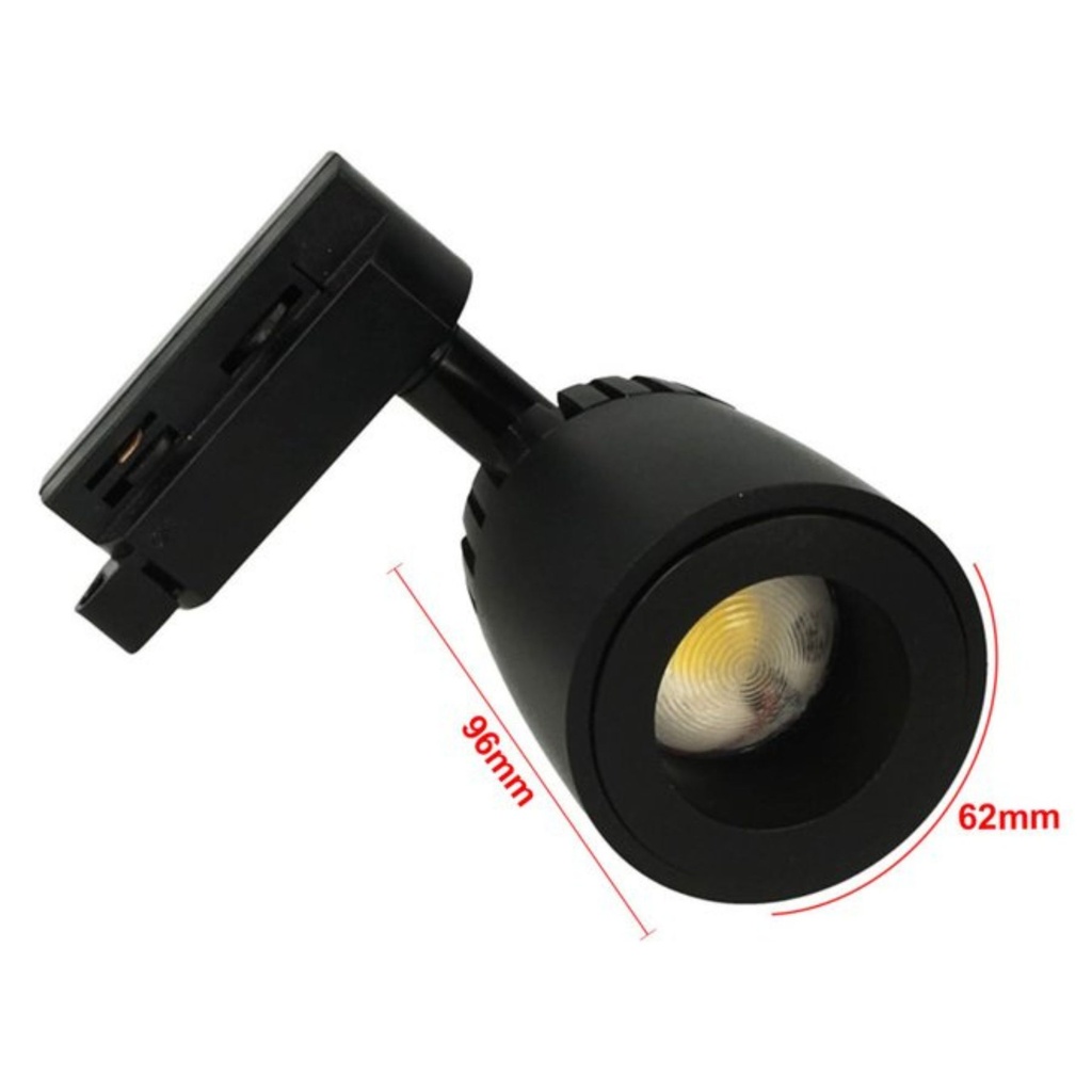 Faretto LED Binario 10W Angolo Regolabile 24°–60° 1000lm 2700K o 4000K Carcassa Nero