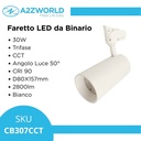 Faro Lampada Led A Binario 30W 2800lm Trifase CCT Angolo Luce 50° CRI>90 UGR<19, 3000K 4000K 6000K 3 In 1 D80X157mm