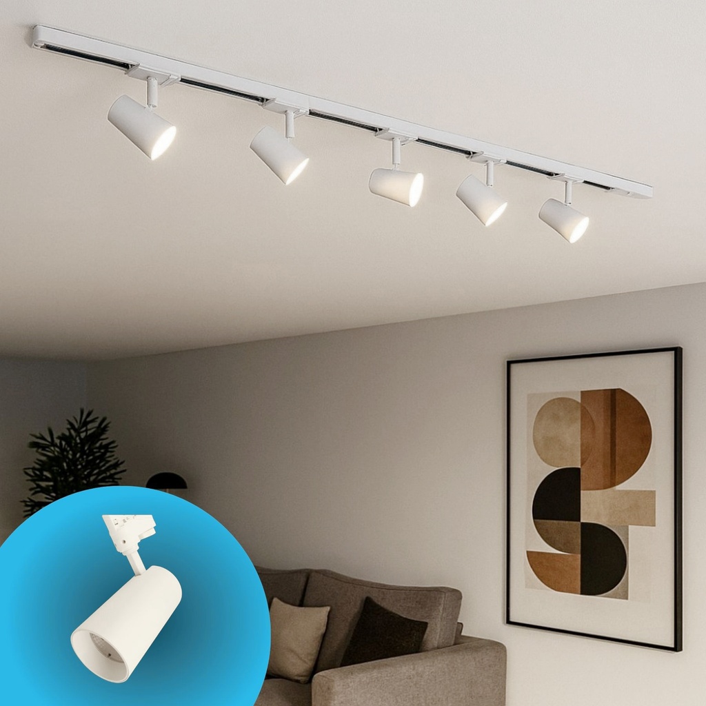 Faro Lampada Led A Binario 30W 2800lm Trifase CCT Angolo Luce 50° CRI>90 UGR<19, 3000K 4000K 6000K 3 In 1 D80X157mm