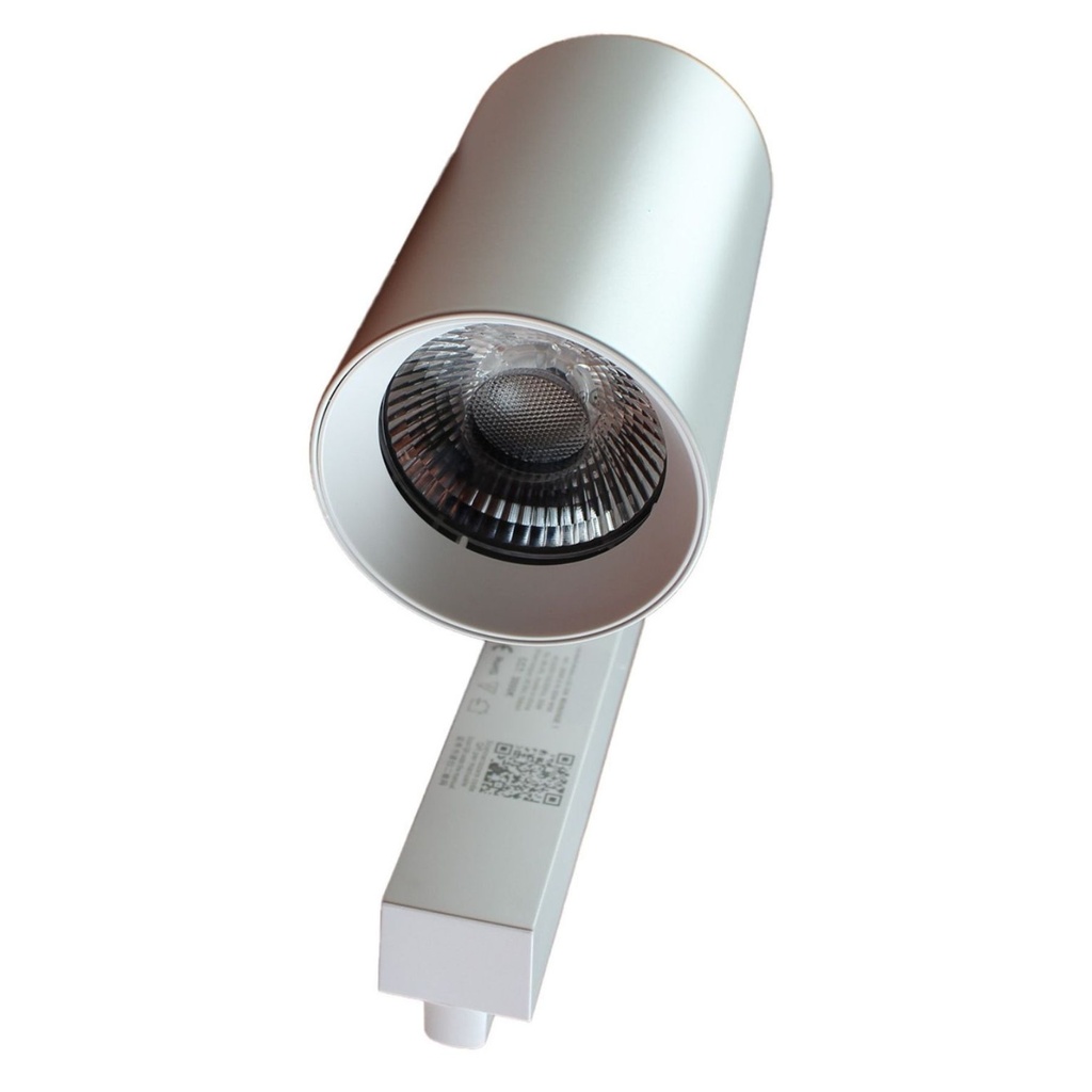 2 Pezzi Faro Led Binario Monofase 30W 2600LM 220V, Angolo 38° CRI>90, D80X138mm, 3000K o 4000K, Carcassa Bianca