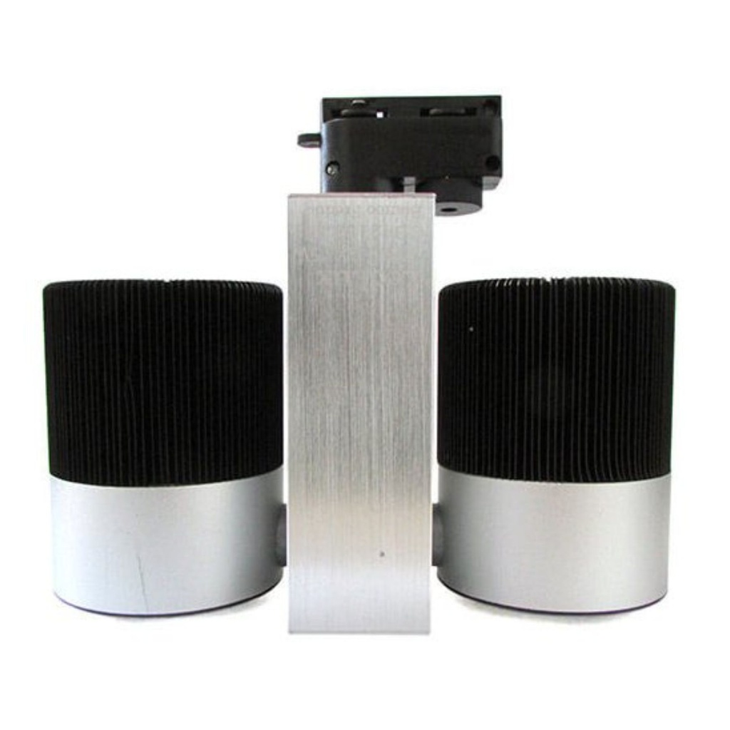 Faretto LED Binario Monofase Doppia Testa 30W 2x15W COB Orientabile 3000K o 6000K