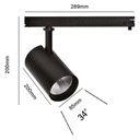 2 Kit Fari LED Binario Trifase 30W 4000LM, Corpo Nero, CRI>90 UGR<19 Angolo 120°, D85X128mm, Driver Alimentatore a Scomparsa Lunga 289mm
