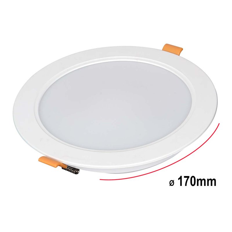 Faretto Led Da Incasso Rotondo 18W 1800LM Caldo 3000K Diametro 170mm Montaggio 2 In 1 Da Plafone e da Incasso - FP22018C