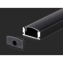 Profilo Alluminio Standard Colore Nero 17,4X7mm Completo Di Copertura Nera Fume Tappi Gancio 2 Metri SKU-2873