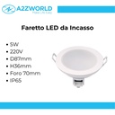 3 Faretti LED da Incasso Dimmerabili 5W 220V Rotondi Bianco D87mm H36mm Foro 70mm IP65 - FP8705WC