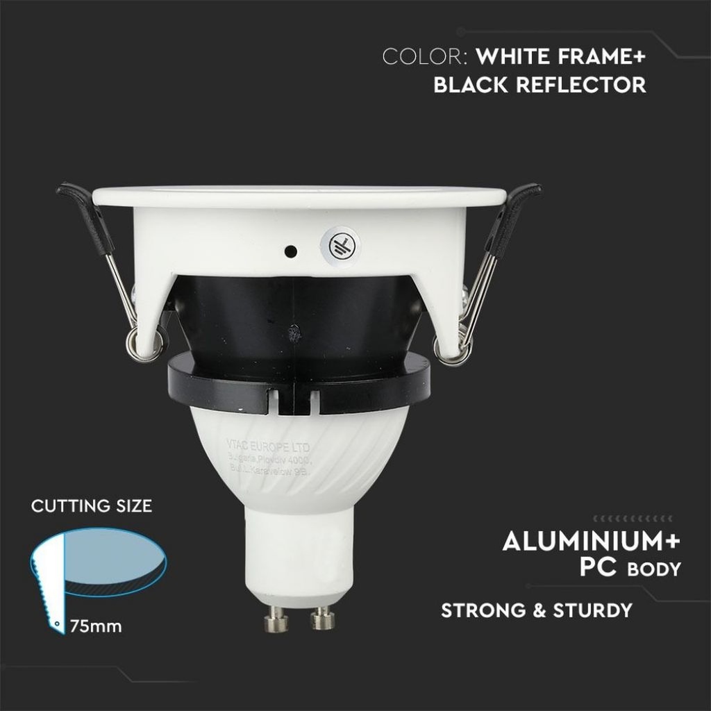 Portafaretto LED da Incasso GU10 Mezza Luna Orientabile, Ø83 Foro 75 mm Alluminio - CL0031