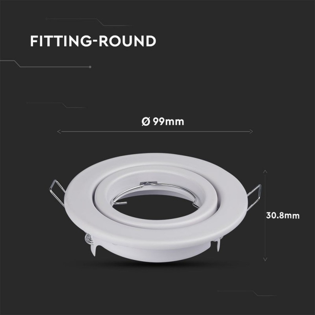 Portafaretto LED da Incasso Orientabile Rotondo GU10 MR16, Foro 74 mm, Ø99 Metallo - CL0000X