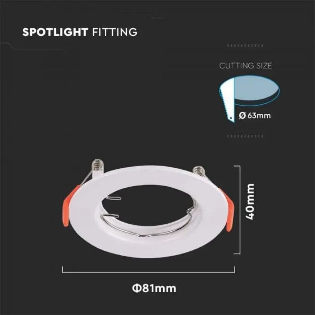 2 Pezzi Portafaretto LED da Incasso Rotondo GU10, Foro 63 mm, Ø81 Policarbonato - CL0014