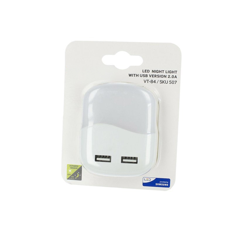 Segnapasso LED Quadrato Samsung 0,45W con Sensore Crepuscolare e USB, 60x60 mm