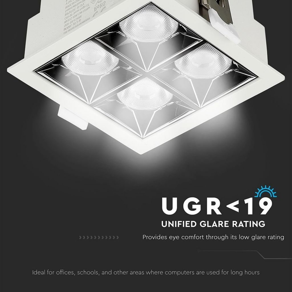 Faretto LED Quadrato da Incasso 16W Samsung UGR<19, 1280 lm, Fascio 38° - FP4444C