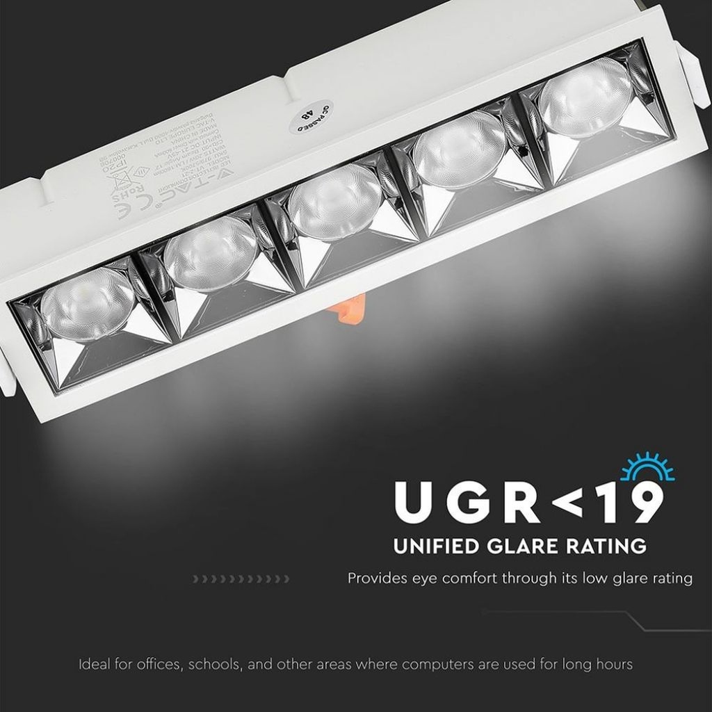 Faretto LED Rettangolare da Incasso 20W Samsung UGR<19, 1600 lm, Fascio 38° - FP4454F
