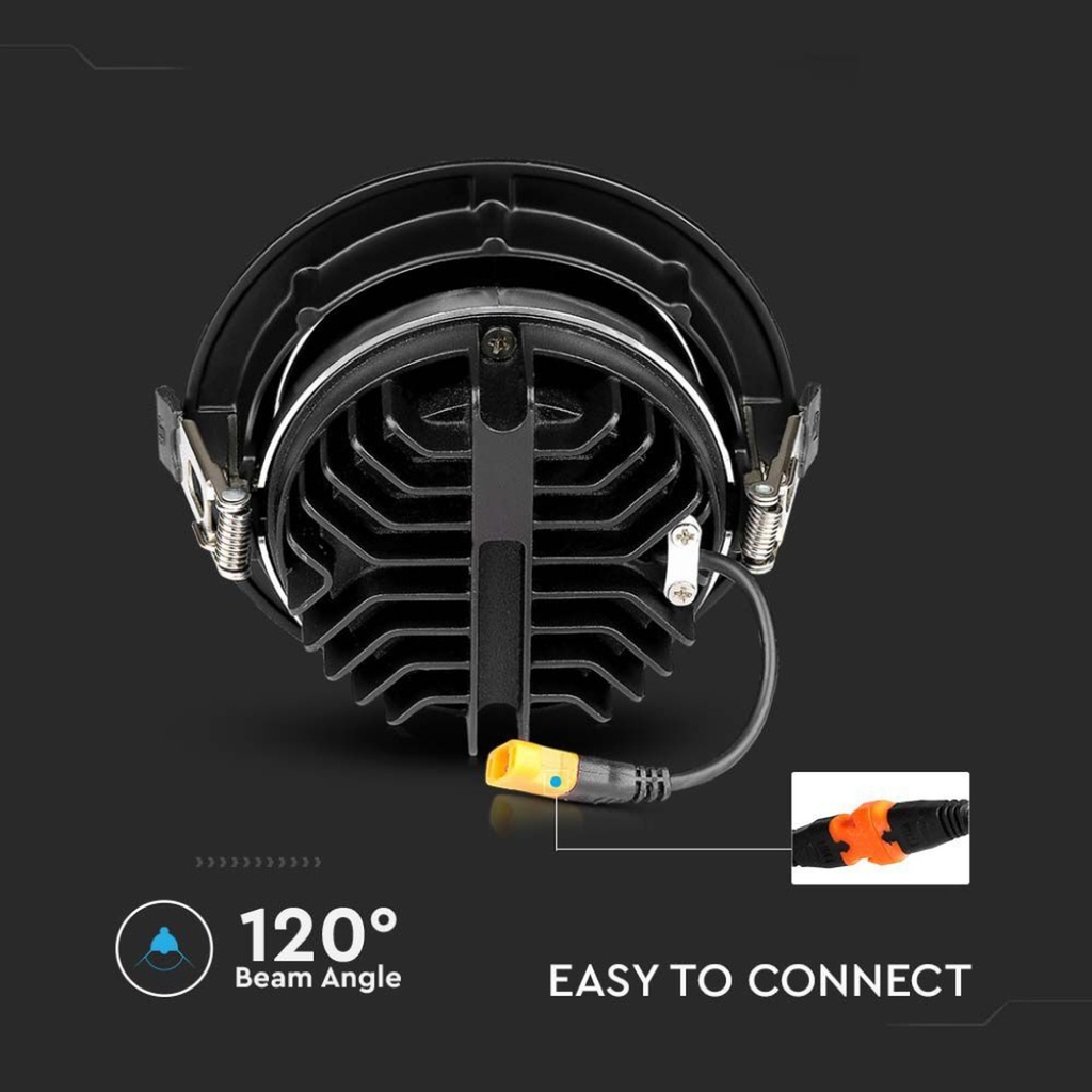 Faretto LED COB Samsung da Incasso Orientabile 30W Nero, 2900 lm - FP20058N