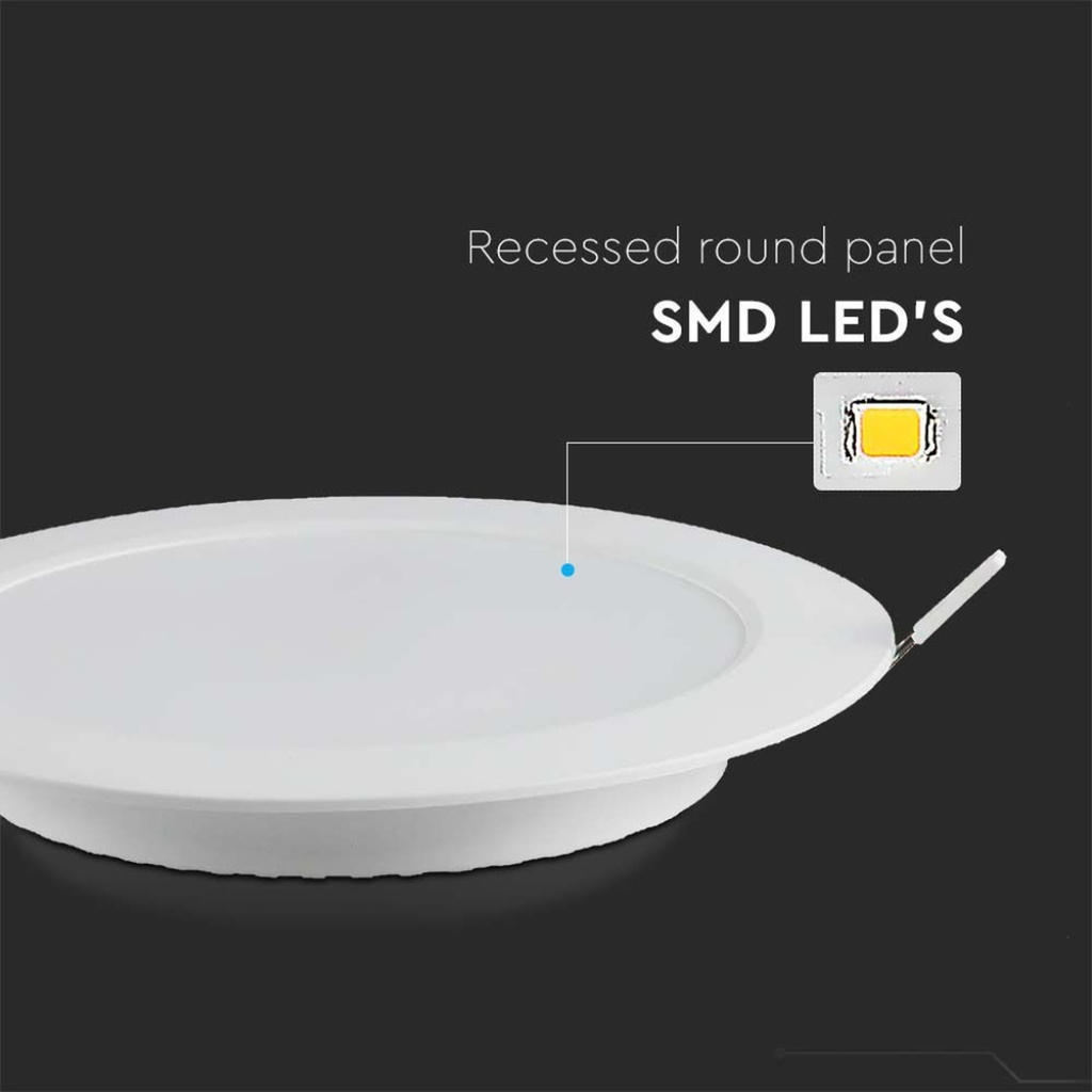 Mini pannello LED Rotondo da Incasso 6W, 660 lm, Foro 107–112 mm - FP0106C