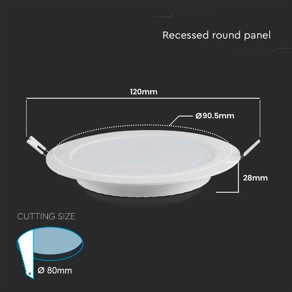 Mini pannello LED Rotondo da Incasso 3W, 330 lm, Foro 77–82 mm - FP0103C
