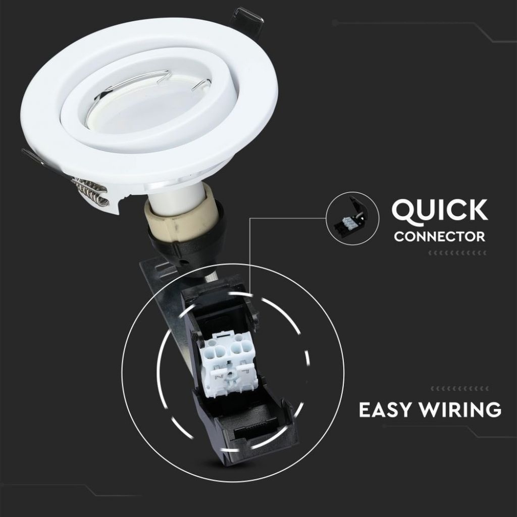 3 PZ Portafaretto LED da Incasso Rotondo con Faretto GU10 5W, Bianco - FP8881N