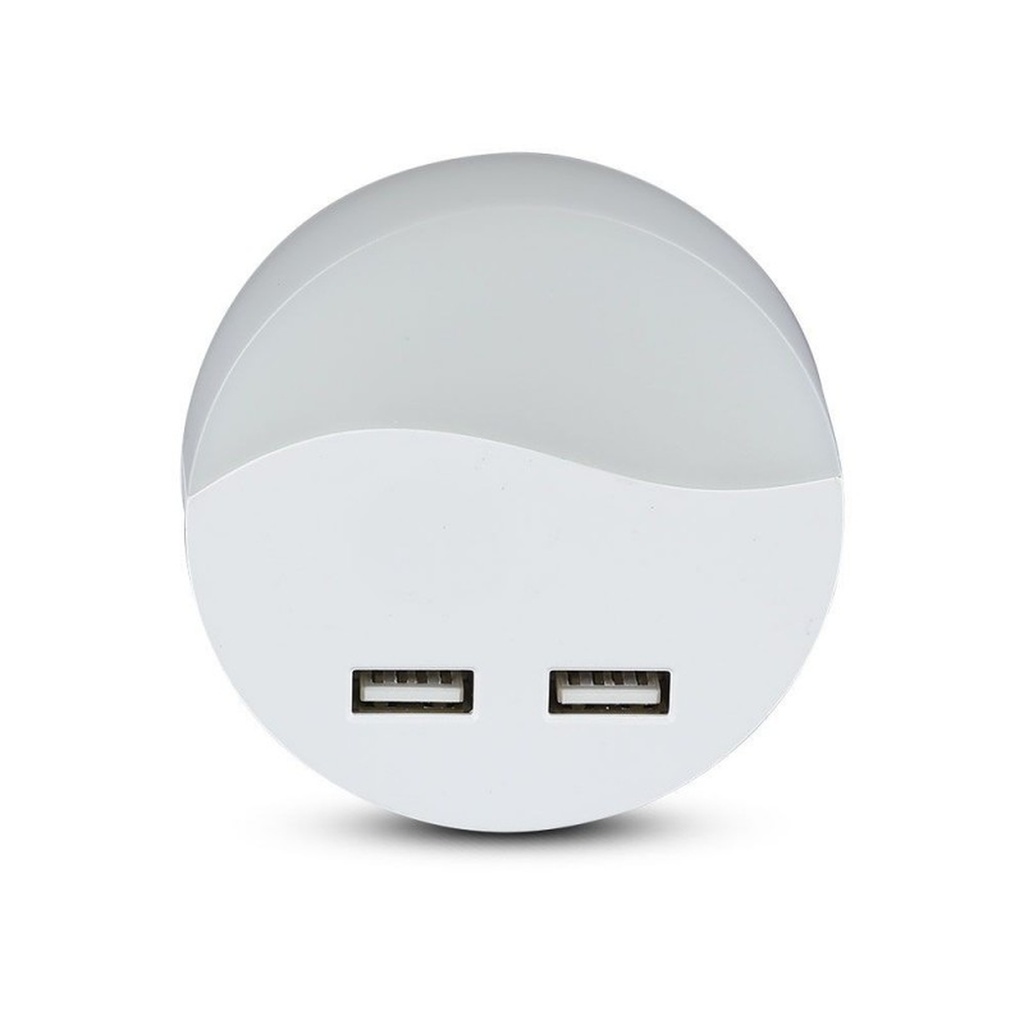 Segnapasso LED Rotondo Samsung 0,45W con Sensore Crepuscolare e USB 2A, 60 mm - FP0505C