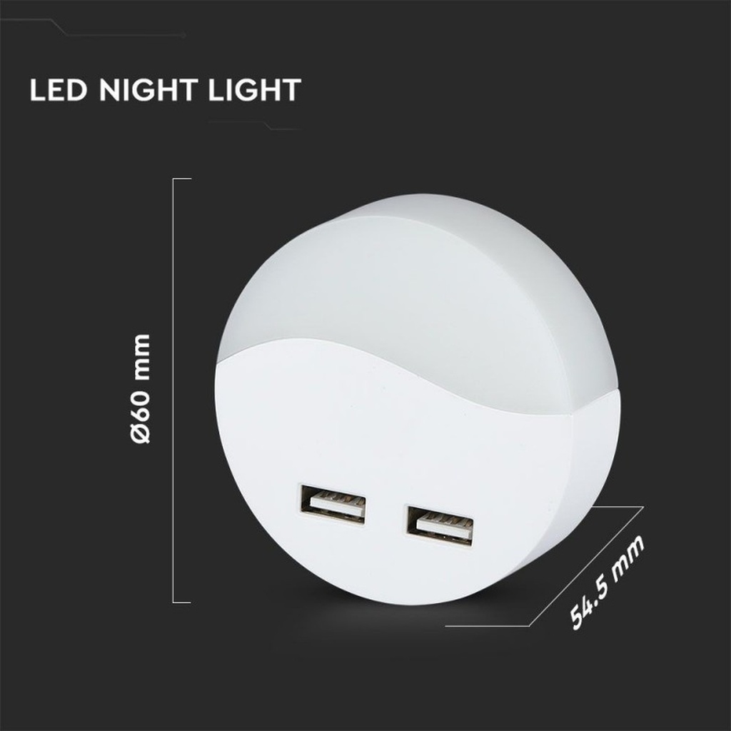 Segnapasso LED Rotondo Samsung 0,45W con Sensore Crepuscolare e USB 2A, 60 mm - FP0505C