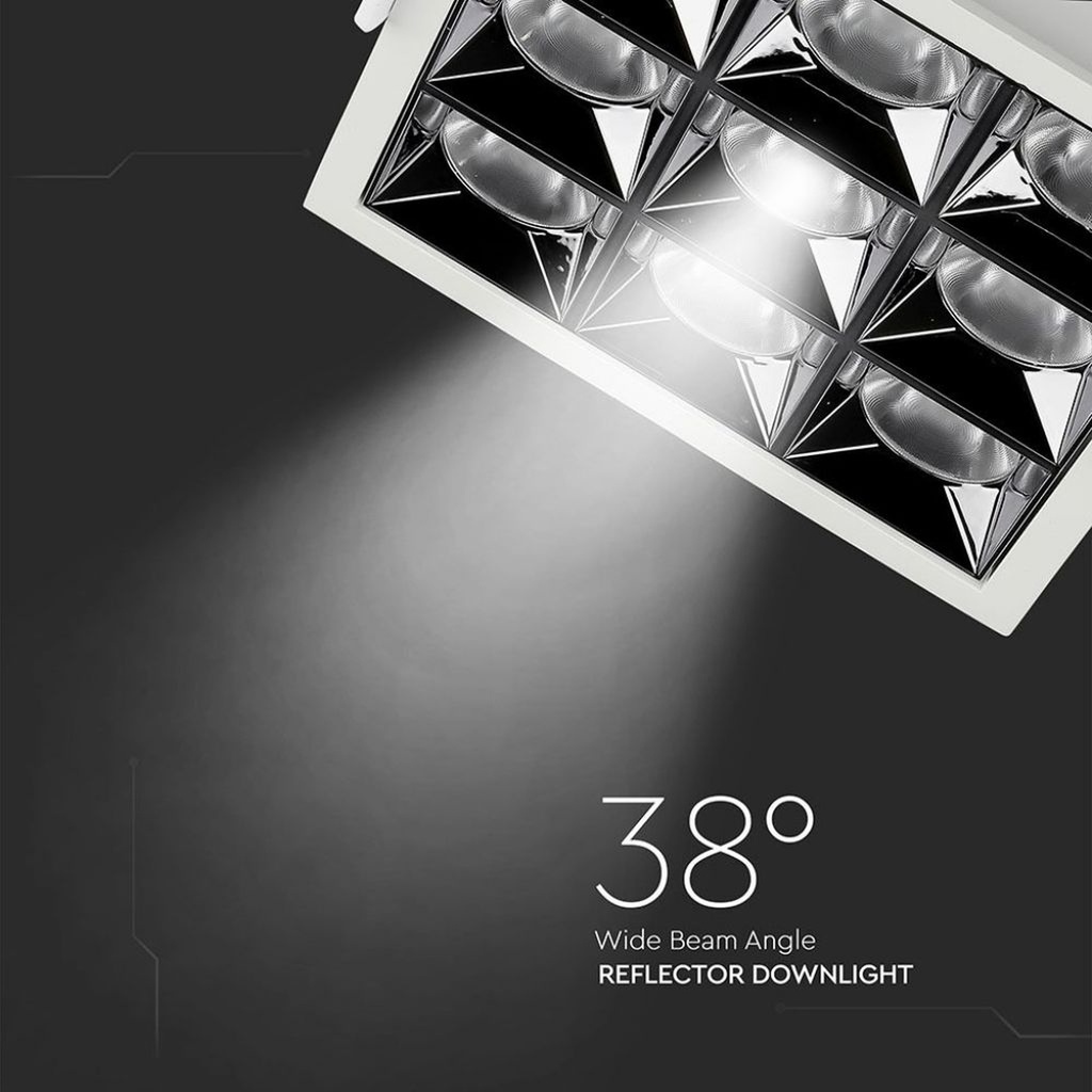 Faretto LED Quadrato da Incasso 36W (9*4W) Samsung UGR<19, 2880 lm, Fascio 38° - FP4494C