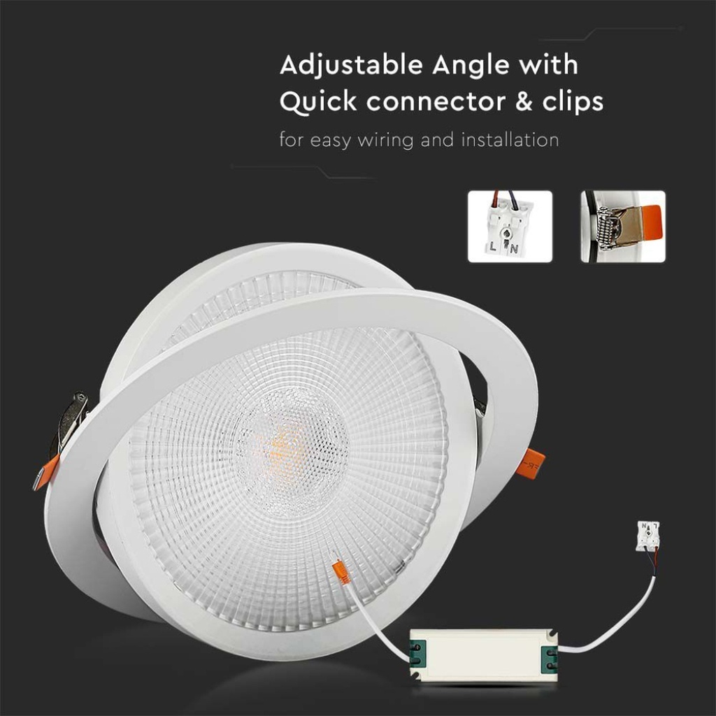 Faretto LED da Incasso Orientabile 20W Chip Samsung, 1865 lm, Fascio 25° - FP1220C
