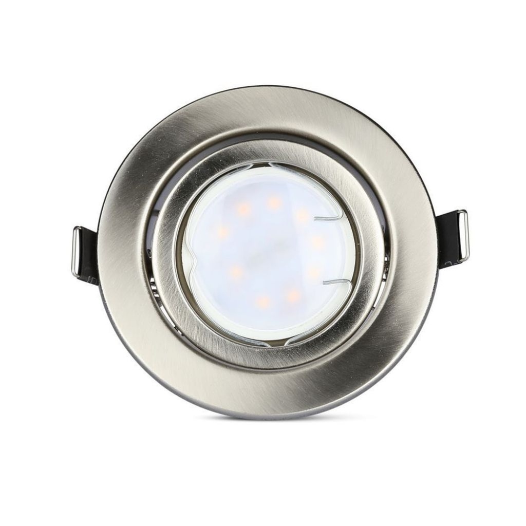 3 PZ Faretti LED Incasso Rotondo Orientabile 5W Carcassa Nichel Satinato con Lampada GU10 Sostituibile - FP8884C