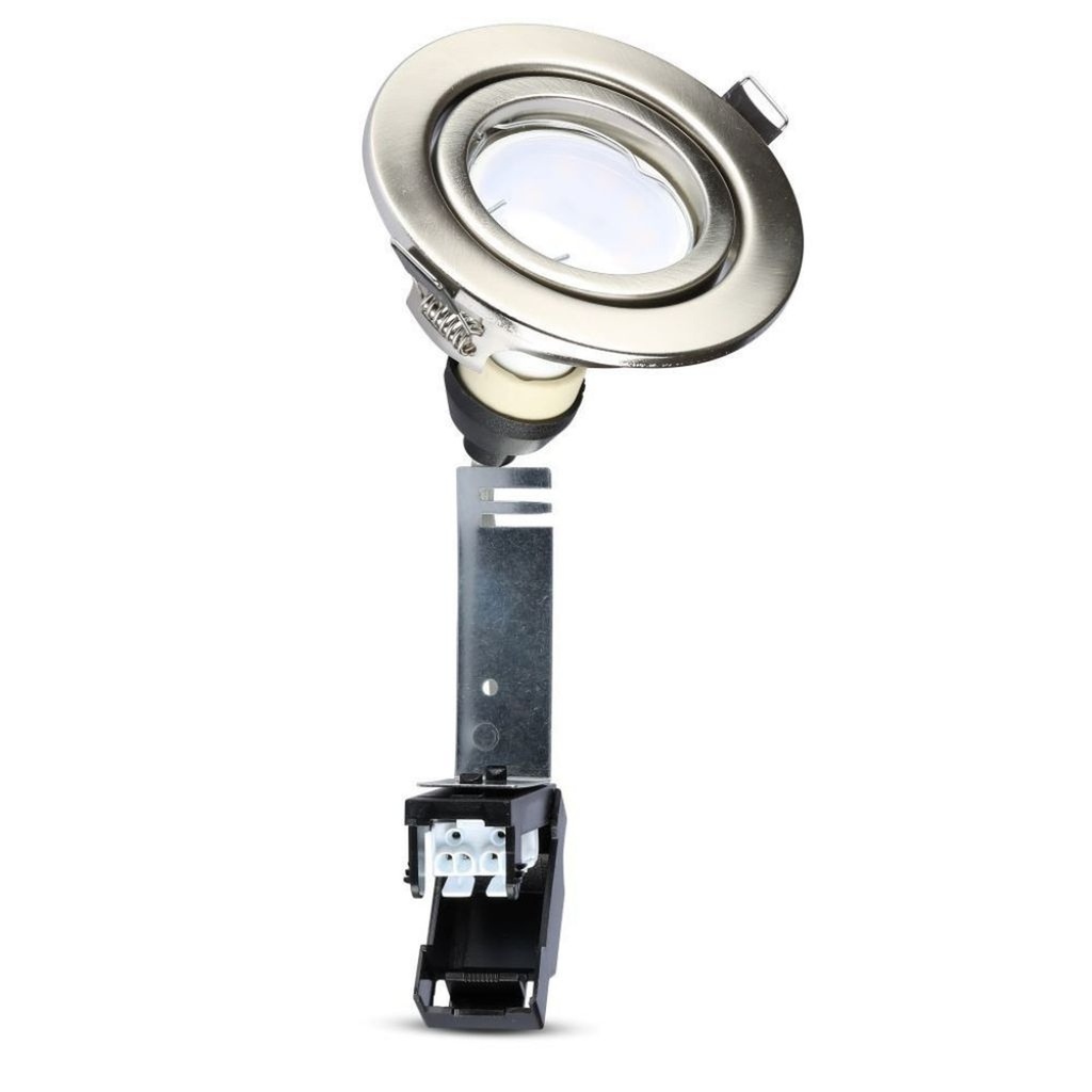 3 PZ Faretti LED Incasso Rotondo Orientabile 5W Carcassa Nichel Satinato con Lampada GU10 Sostituibile - FP8884C