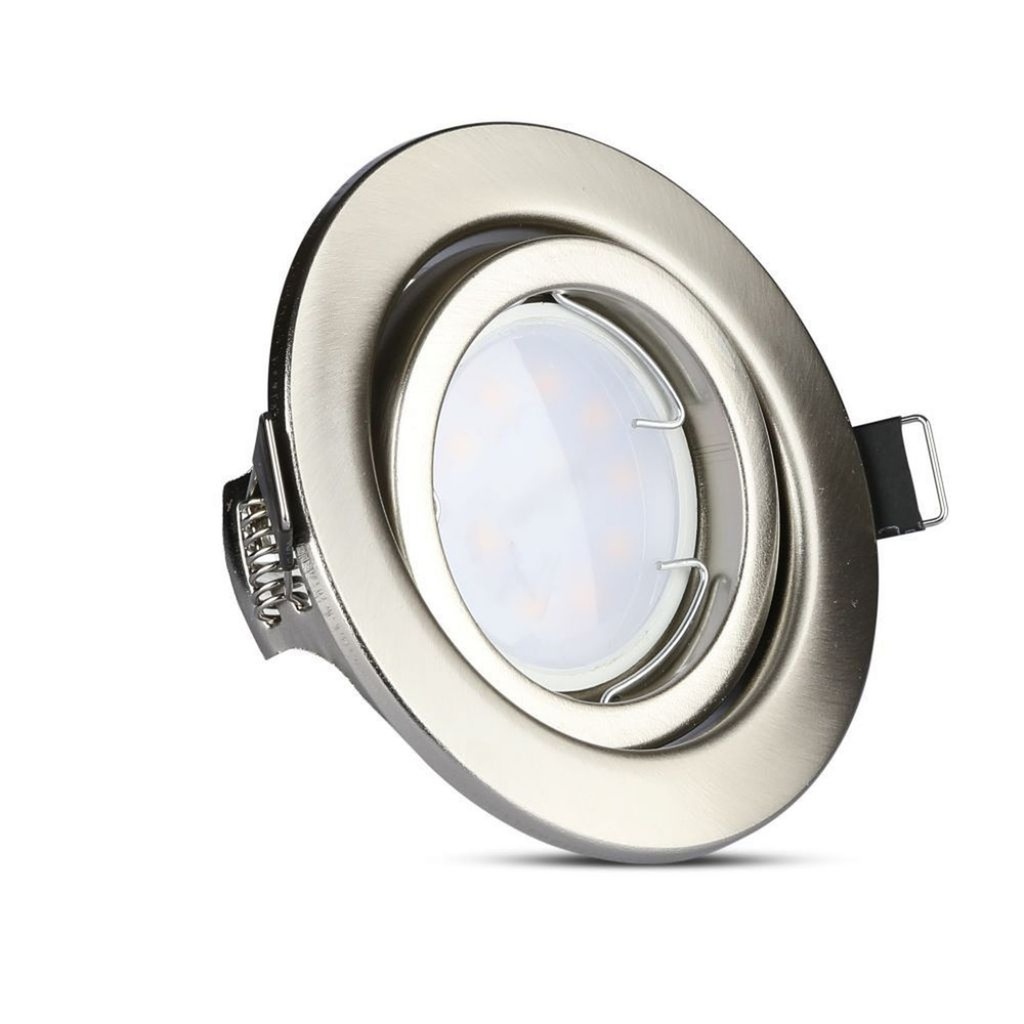 3 PZ Faretti LED Incasso Rotondo Orientabile 5W Carcassa Nichel Satinato con Lampada GU10 Sostituibile - FP8884C