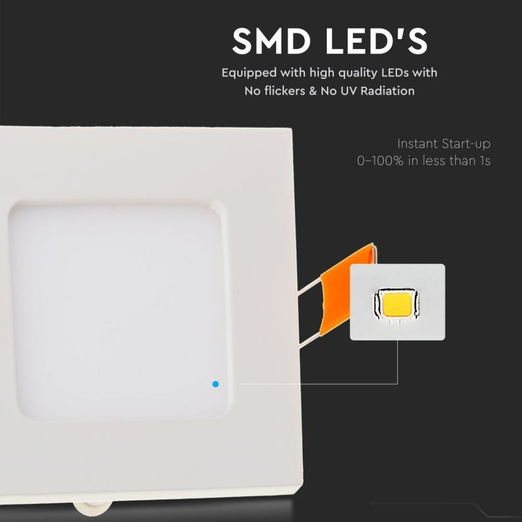 Mini Pannello LED Quadrato da Incasso 6W, 420 lm, 120x120 mm - FP4106C