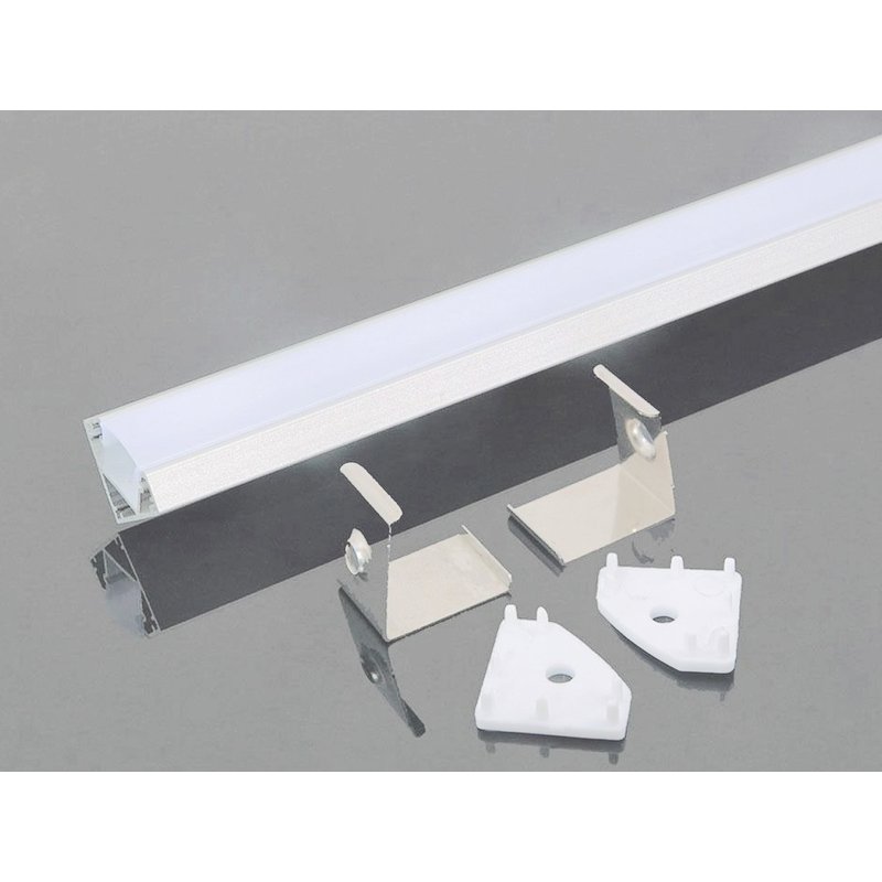 2 Metri Profilo Barra Alluminio Angolare 45 Gradi Colore Bianco 18,8X18,8mm Interno 12mm