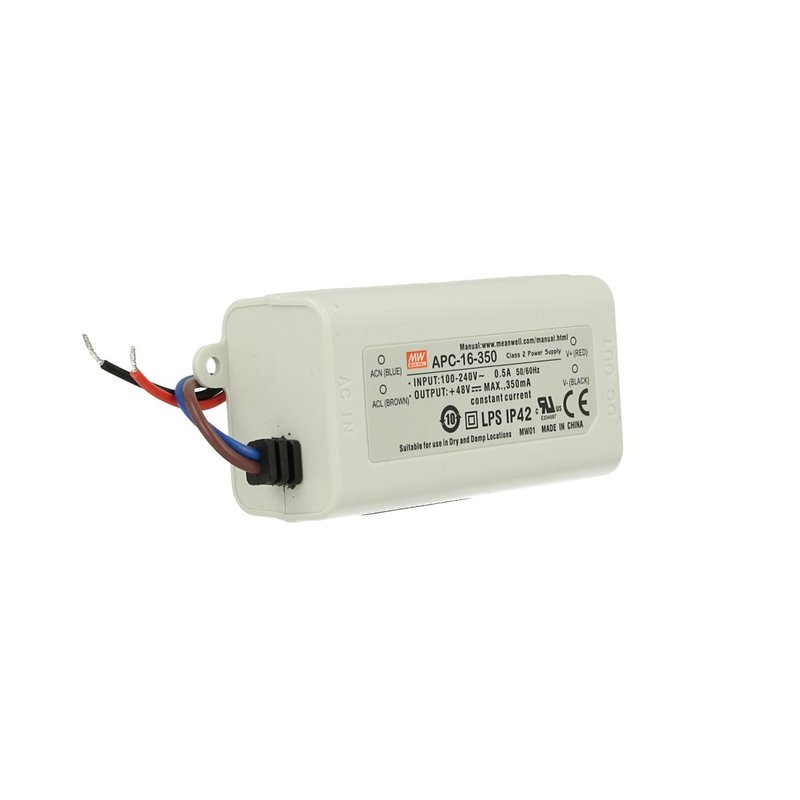 Led Driver CC MW MEAN WELL Serie APC Trasformatore Corrente Costante IP42 - MW-APC-16-350