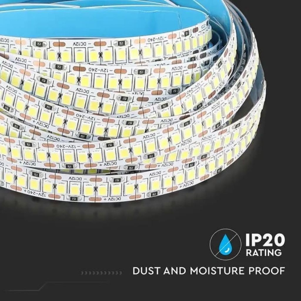 Striscia LED V-TAC SMD 2835 12V, 20W/m 240 LED/m, 5m IP20 passo 10mm - BL1812C