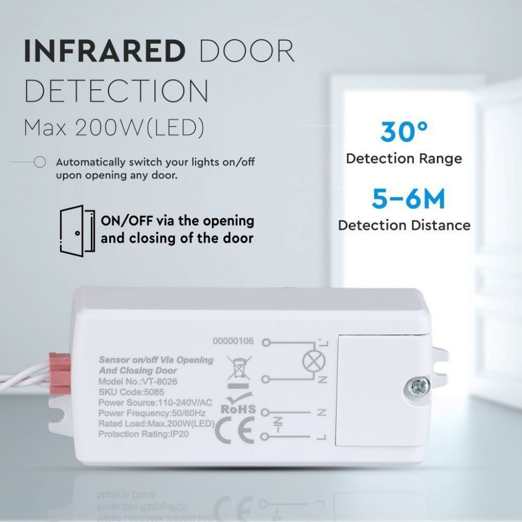 Sensore Apertura Porta Anta On Off Door Sensor Switch 220V Max 200W Per Lampada Led SKU-5085