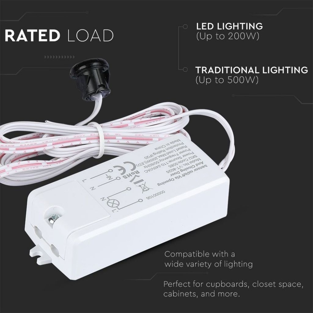 Sensore Apertura Porta Anta On Off Door Sensor Switch 220V Max 200W Per Lampada Led SKU-5085
