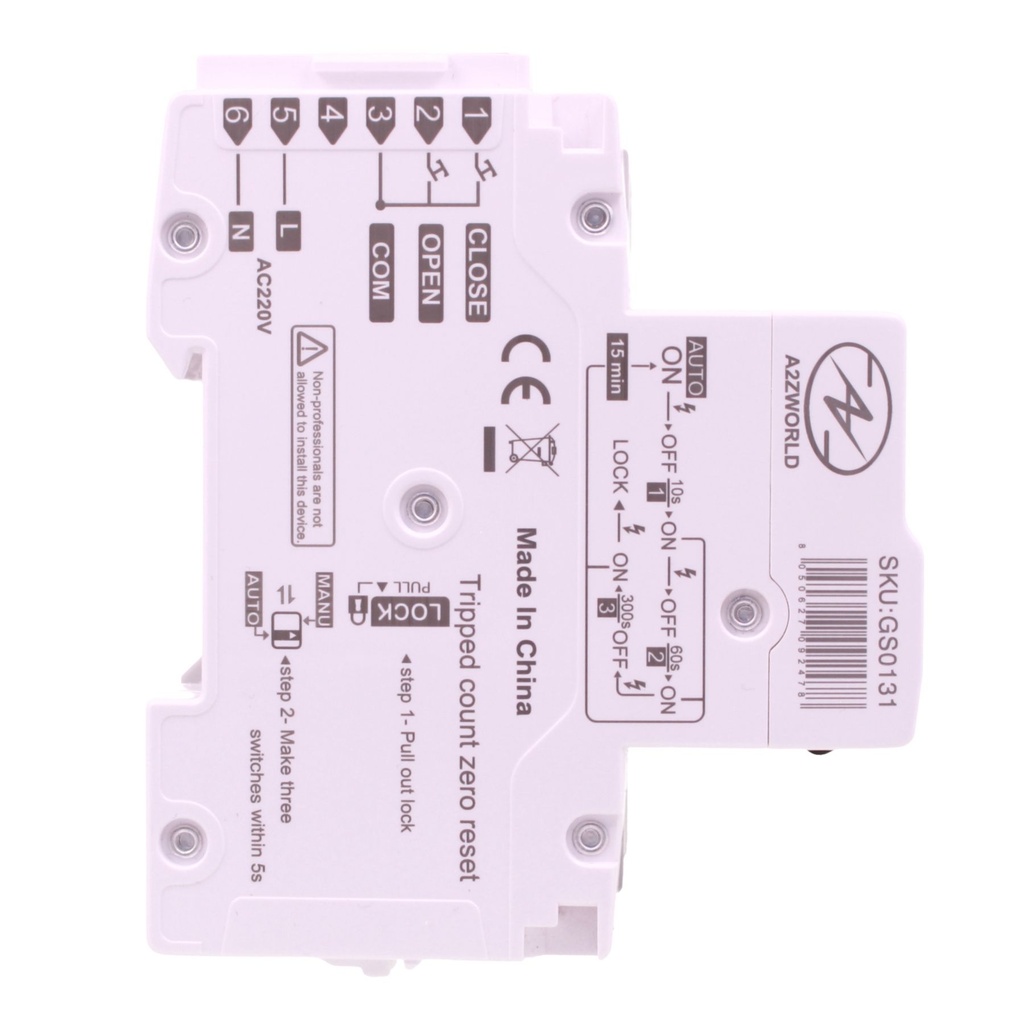 RCBO Interruttore Magnetotermico Differenziale Con Riarmo Automatico Tipo B Curva C 1P+N 2M 6000A 30mA AC 230V 3 Tentativi Disponibili 16A 20A 25A 32A 40A - GB42316RA