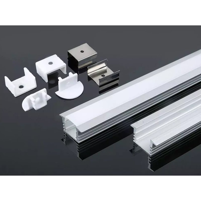 2 Metri Profilo Barra Alluminio Da Incasso Alto e Profondo Colore Bianco 24X15,3mm Interno 13mm