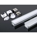 2 Metri Profilo Barra Alluminio Da Incasso Alto e Profondo Colore Bianco 24X15,3mm Interno 13mm