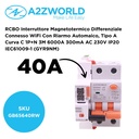 RCBO Interruttore Magnetotermico Differenziale Connesso WiFi Con Riarmo Automaico, Tipo A Curva C 1P+N 3M 6000A 300mA AC 230V IP20 IEC61009-1 GYR9NM, Corrente Disponibili 40A 50A 63A - GB65640RW
