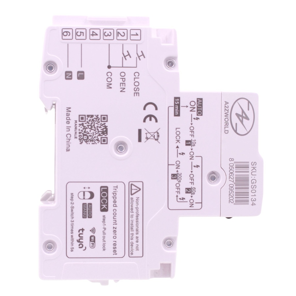 RCBO Interruttore Magnetotermico Differenziale Connesso WiFi Con Riarmo Automaico, Tipo A Curva C 1P+N 3M 6000A 300mA AC 230V IP20 IEC61009-1 GYR9NM, Corrente Disponibili 40A 50A 63A - GB65640RW