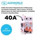 RCBO Interruttore Magnetotermico Differenziale Con Riarmo Automaico, Tipo A Curva C 1P+N 3M 6000A 30mA AC 230V IP20 IEC61009-1 GYR9NM, 3 Tentativi (10s/60s/300s), Corrente Disponibili 40A 50A 63A - GB65340RA