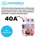 RCBO Interruttore Magnetotermico Differenziale Con Riarmo Automaico, Tipo A Curva C 1P+N 3M 6000A 300mA C40A AC 230V IP20 IEC61009-1 GYR9NM, 3 Tentativi (10s/60s/300s), Corrente Disponibili 40A 50A 63A - GB65640RA