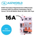 RCBO Interruttore Magnetotermico Differenziale Connesso WiFi Con Riarmo Automatico Tipo B Curva C 1P+N 2M 6000A 30mA AC 230V APP Tuya Disponibili 16A 20A 25A 32A 40A - GB42316RW