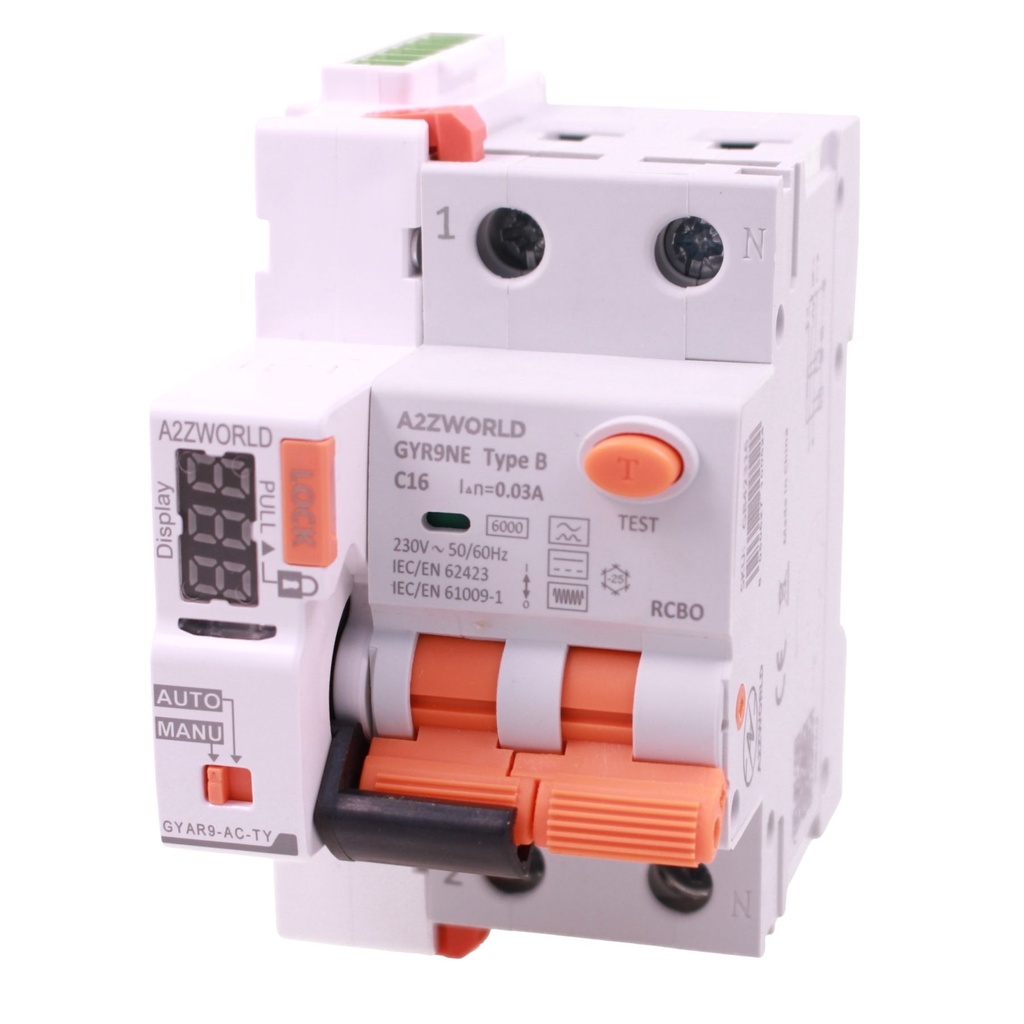 RCBO Interruttore Magnetotermico Differenziale Connesso WiFi Con Riarmo Automatico Tipo B Curva C 1P+N 2M 6000A 30mA AC 230V APP Tuya Disponibili 16A 20A 25A 32A 40A - GB42316RW