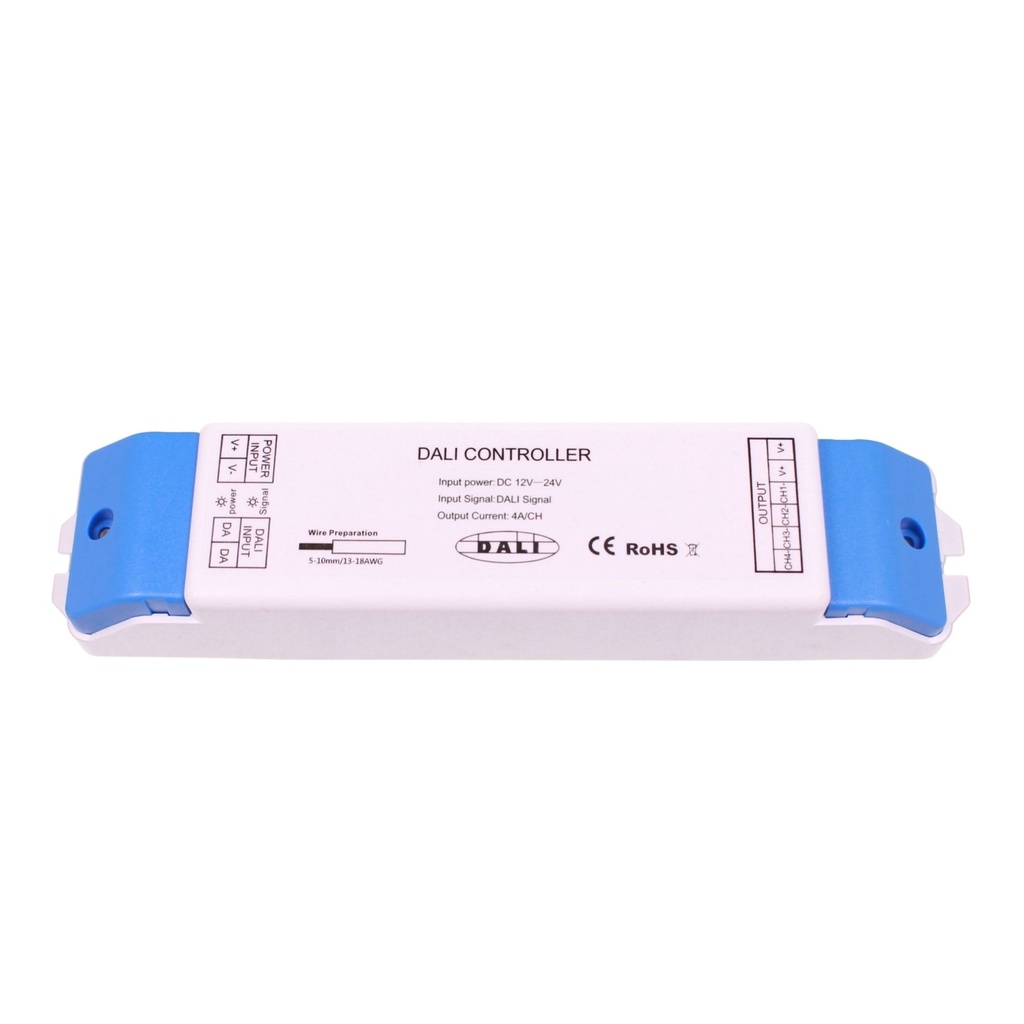 Dimmer DALI LED 4 Canali 12-48V DA4-D 5A per Canale Controller CV RGB RGBW CCT DT6 DT8 con Display Digitale e Montaggio DIN Rail