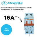 A2ZWORLD Interruttore Magnetotermico DC Senza Polarità 500V Curva C 2P 2M 10000A IP20 P8BZ, Corrente Disponibili 16A 20A 25A 32A - GP12316