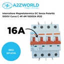 A2ZWORLD Interruttore Magnetotermico DC Senza Polarità 1000V Curva C 4P 4M 10000A IP20, Corrente Disponibili 16A 20A 25A 32A - GP14316