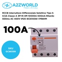 A2ZWORLD RCCB Interruttore Differenziale Selettivo Tipo S 0.5A Classe A 3P+N 4M 10000A 500mA Ritardo 500ms AC 400V IP20 IEC61008-1 PR8HM, Corrente Disponibili 63A 100A